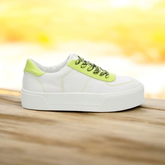 Mix No. 6 “Ebele” Platform Sneaker in White/Neon Yellow Women’s Size 9/10 - Picture 1 of 7